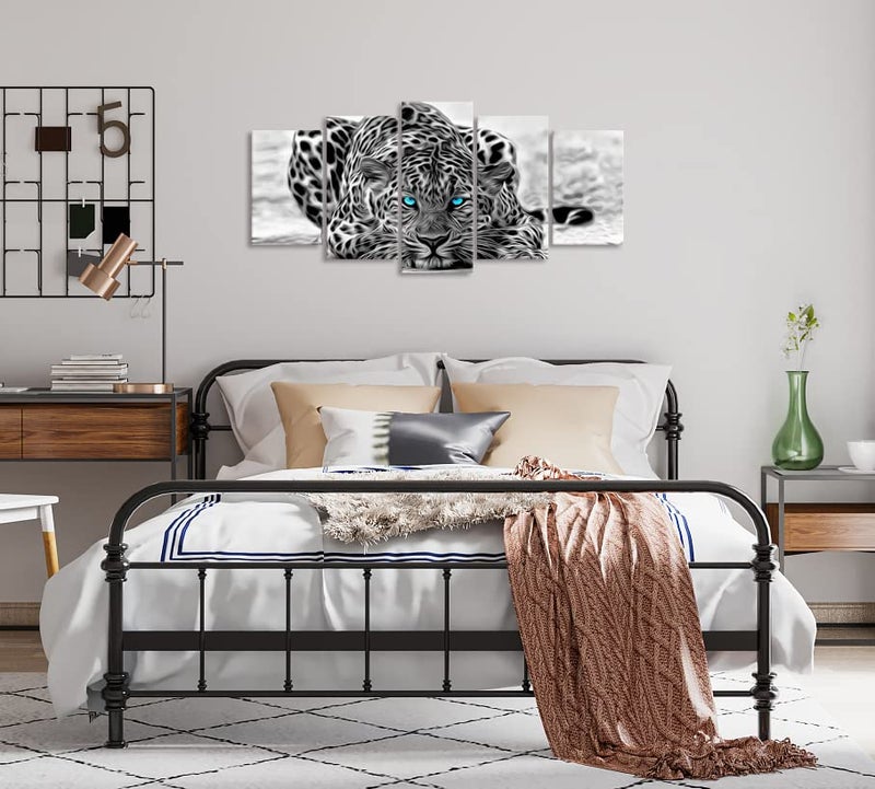 Visual Art Decor Black and White Animal Canvas Wall Art,Abstract Leopard Canvas Prints with Frame,Attractive Leopard Picture Decorative,Easy Hanging On,More Size Optional (16 (10"x16"x2+10"x20"x2+10"x24"x1) - Image 3